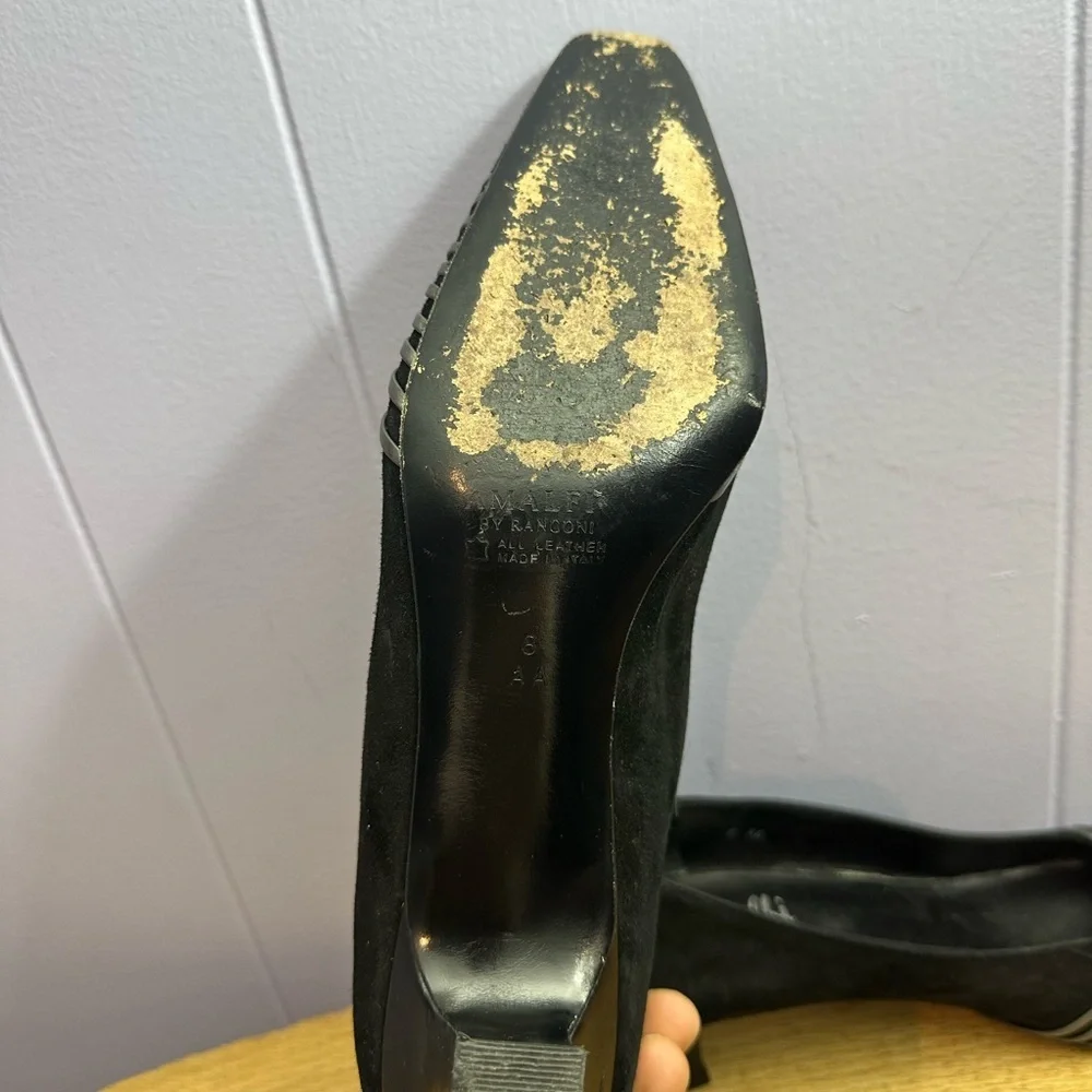 Amalfi Black Suede Heels with Knot Detail - Picture 5 of 7